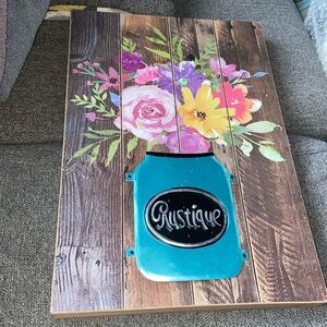 Beautiful wood pallet picture with metal Rustique picture